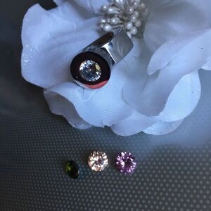 ‎Stainless Multi Crystal Ring